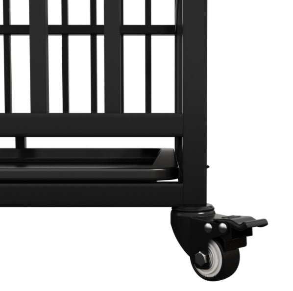 HKM-208915 Heavy Duty 54" Dog Crate for Large Dogs, Metal Kennel with Top Door, Removable Trays & Lockable Wheels