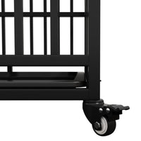 HKM-208915 Heavy Duty 54" Dog Crate for Large Dogs, Metal Kennel with Top Door, Removable Trays & Lockable Wheels
