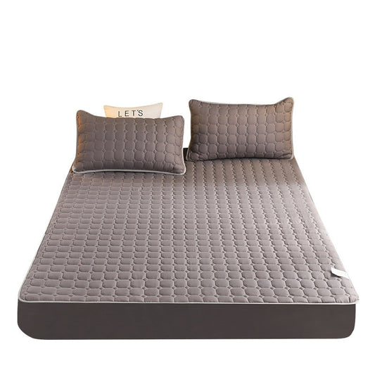 HKM-208915 Waterproof Bedspread with Fitted Sheet and Pillowcases in Solid Color and Floral Design