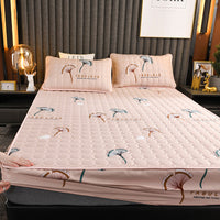 HKM-208915 Waterproof Bedspread with Fitted Sheet and Pillowcases in Solid Color and Floral Design