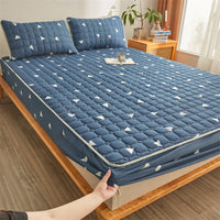 HKM-208915 Waterproof Bedspread with Fitted Sheet and Pillowcases in Solid Color and Floral Design