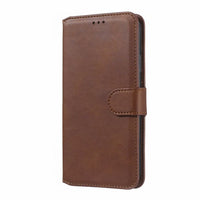 HKM-209171 Classic Solid Color Leather Phone Case for Samsung with Protective Silicone Shell