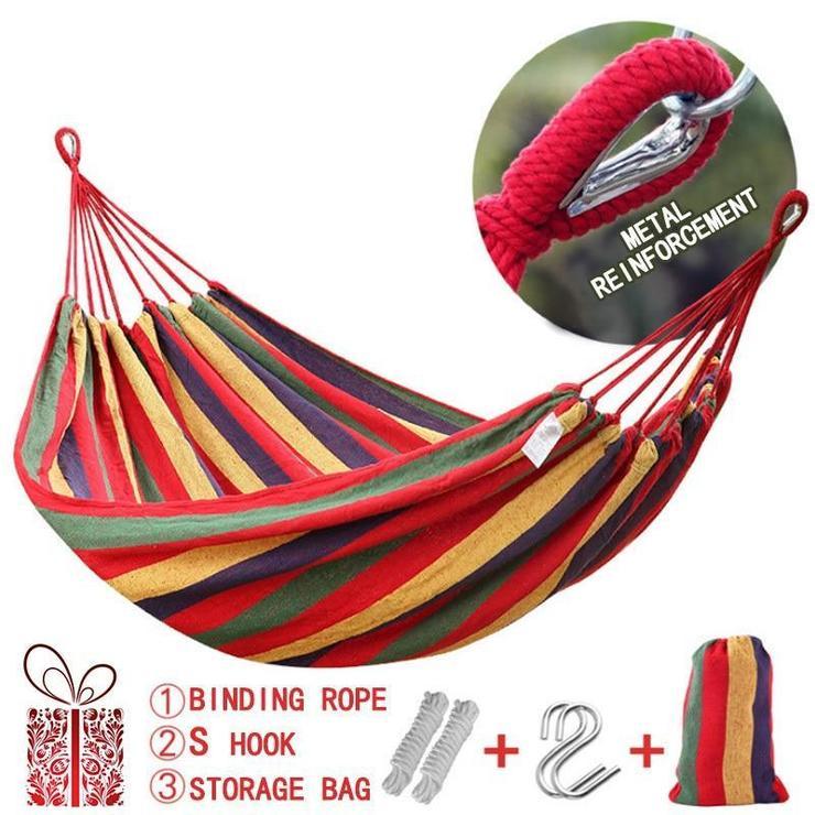 HKM-209235 Canvas Double Person Hammock for Camping and Leisure with Durable Nylon Straps