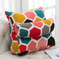 HKM-209235 Detachable Triangle Bedside Cushion with Scottish Plant Design, Canvas, 60x50x22 cm
