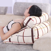 HKM-209235 Detachable Triangle Bedside Cushion with Scottish Plant Design, Canvas, 60x50x22 cm
