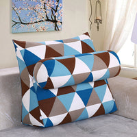 HKM-209235 Detachable Triangle Bedside Cushion with Scottish Plant Design, Canvas, 60x50x22 cm