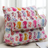 HKM-209235 Detachable Triangle Bedside Cushion with Scottish Plant Design, Canvas, 60x50x22 cm