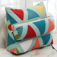 HKM-209235 Detachable Triangle Bedside Cushion with Scottish Plant Design, Canvas, 60x50x22 cm
