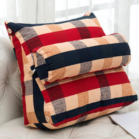 HKM-209235 Detachable Triangle Bedside Cushion with Scottish Plant Design, Canvas, 60x50x22 cm