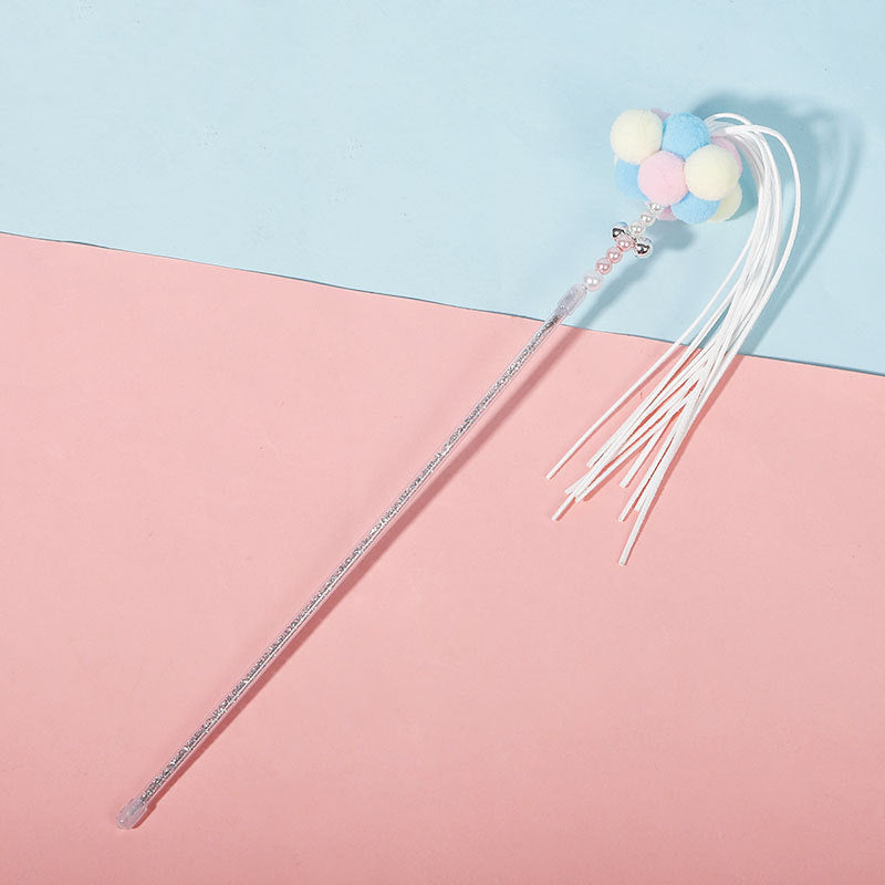HKM-209555 Interactive Cat Toy with Bell - 40cm Colorful Acrylic Wand for Playtime