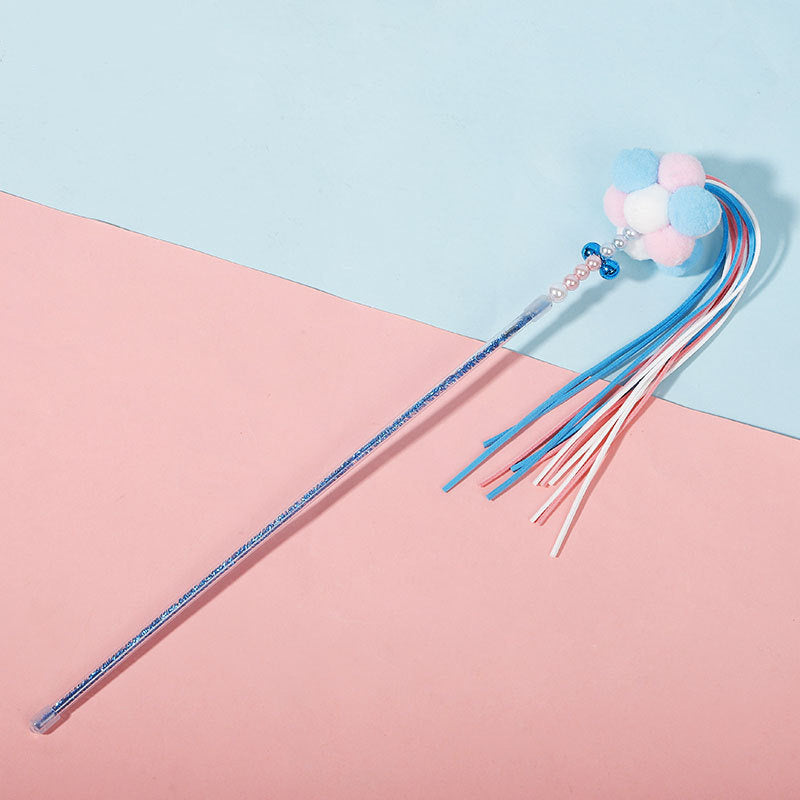 HKM-209555 Interactive Cat Toy with Bell - 40cm Colorful Acrylic Wand for Playtime