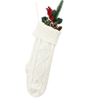 HKM-209683 Embroidered Knitted Christmas Stockings Gift Bag in Red, Green, White, and Gray – 53cm Length