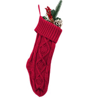 HKM-209683 Embroidered Knitted Christmas Stockings Gift Bag in Red, Green, White, and Gray – 53cm Length