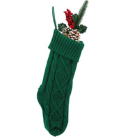 HKM-209683 Embroidered Knitted Christmas Stockings Gift Bag in Red, Green, White, and Gray – 53cm Length