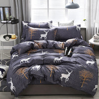 HKM-209747 Simple Modern Aloe Cotton Four-Piece Bedding Set with Floral Pattern