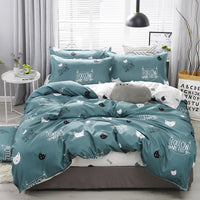 HKM-209747 Simple Modern Aloe Cotton Four-Piece Bedding Set with Floral Pattern