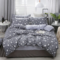 HKM-209747 Simple Modern Aloe Cotton Four-Piece Bedding Set with Floral Pattern
