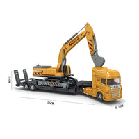 HKM-209875 Plastic Engineering Friction Construction Carrier Truck Play Set with Free Wheel Car for Kids Ages 5-7