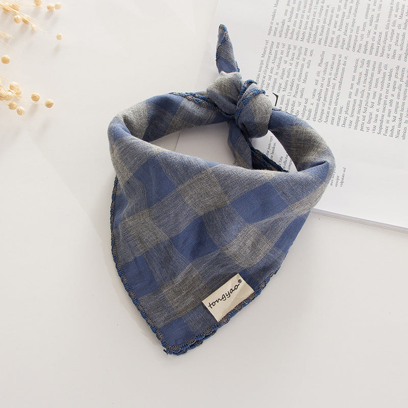 HKM-210003 Double-Sided Cotton Pet Triangle Scarf - Soft, Stylish & Absorbent Water Bib for Dogs