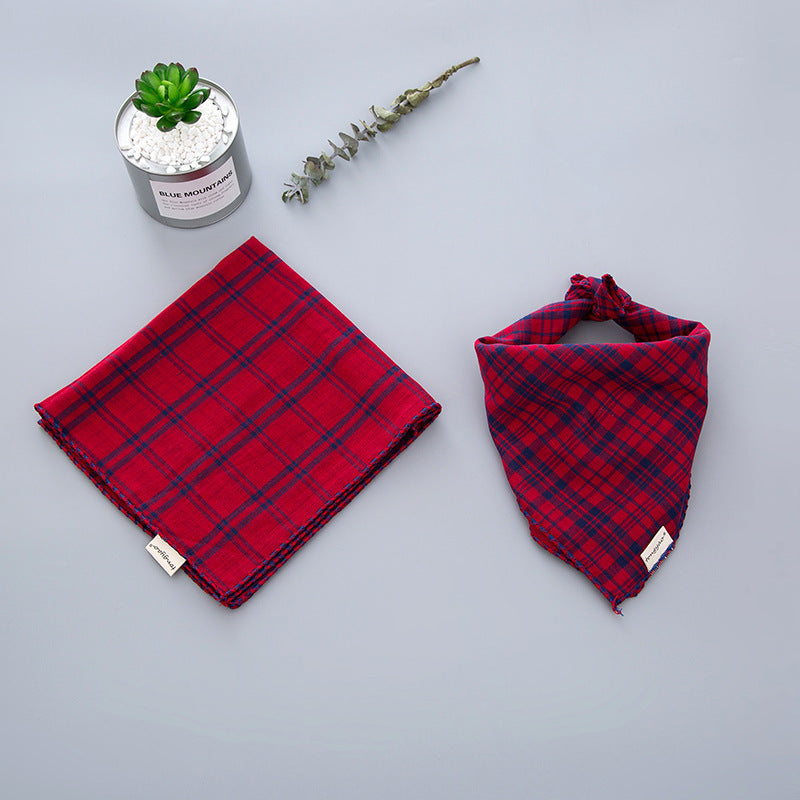 HKM-210003 Double-Sided Cotton Pet Triangle Scarf - Soft, Stylish & Absorbent Water Bib for Dogs