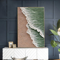 HKM-210003 Hand-Painted Ocean Waves Canvas Art for Living Room Decor - Unique Modern Texture Painting