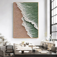HKM-210003 Hand-Painted Ocean Waves Canvas Art for Living Room Decor - Unique Modern Texture Painting