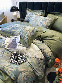 HKM-210067 Cotton Floral Print Four-Piece Bed Set in Pastoral Style for Queen and King Beds