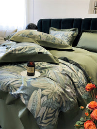 HKM-210067 Cotton Floral Print Four-Piece Bed Set in Pastoral Style for Queen and King Beds