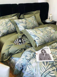 HKM-210067 Cotton Floral Print Four-Piece Bed Set in Pastoral Style for Queen and King Beds