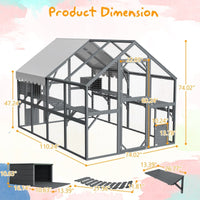 HKM-210067 Extra Spacious Outdoor Cat Enclosure with Weather-Resistant Roof and Climbing Features, 110 Inch Luxury Cattery