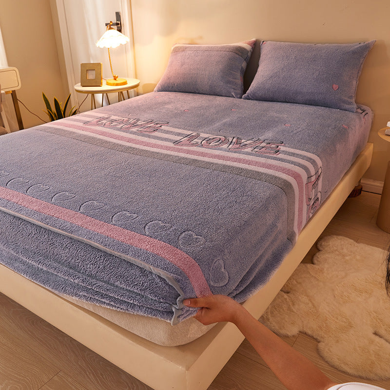 HKM-210067 Flannel Fitted Sheet with Cartoon Snowflake Patterns – Available in Multiple Sizes and Designs
