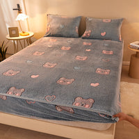 HKM-210067 Flannel Fitted Sheet with Cartoon Snowflake Patterns – Available in Multiple Sizes and Designs