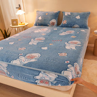 HKM-210067 Flannel Fitted Sheet with Cartoon Snowflake Patterns – Available in Multiple Sizes and Designs
