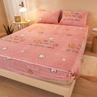 HKM-210067 Flannel Fitted Sheet with Cartoon Snowflake Patterns – Available in Multiple Sizes and Designs