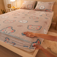 HKM-210067 Flannel Fitted Sheet with Cartoon Snowflake Patterns – Available in Multiple Sizes and Designs