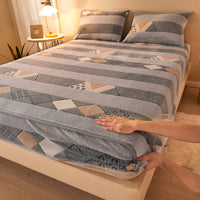 HKM-210067 Flannel Fitted Sheet with Cartoon Snowflake Patterns – Available in Multiple Sizes and Designs