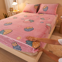 HKM-210067 Flannel Fitted Sheet with Cartoon Snowflake Patterns – Available in Multiple Sizes and Designs