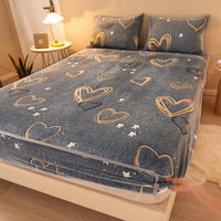 HKM-210067 Flannel Fitted Sheet with Cartoon Snowflake Patterns – Available in Multiple Sizes and Designs
