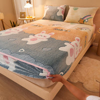 HKM-210067 Flannel Fitted Sheet with Cartoon Snowflake Patterns – Available in Multiple Sizes and Designs