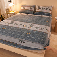HKM-210067 Flannel Fitted Sheet with Cartoon Snowflake Patterns – Available in Multiple Sizes and Designs