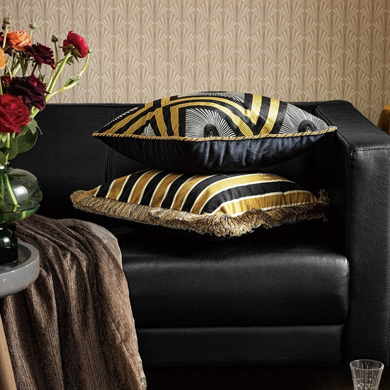 HKM-210131 Italian Velvet Geometric Cushion Cover Pillowcase - 45x45 cm Soft Plush Design