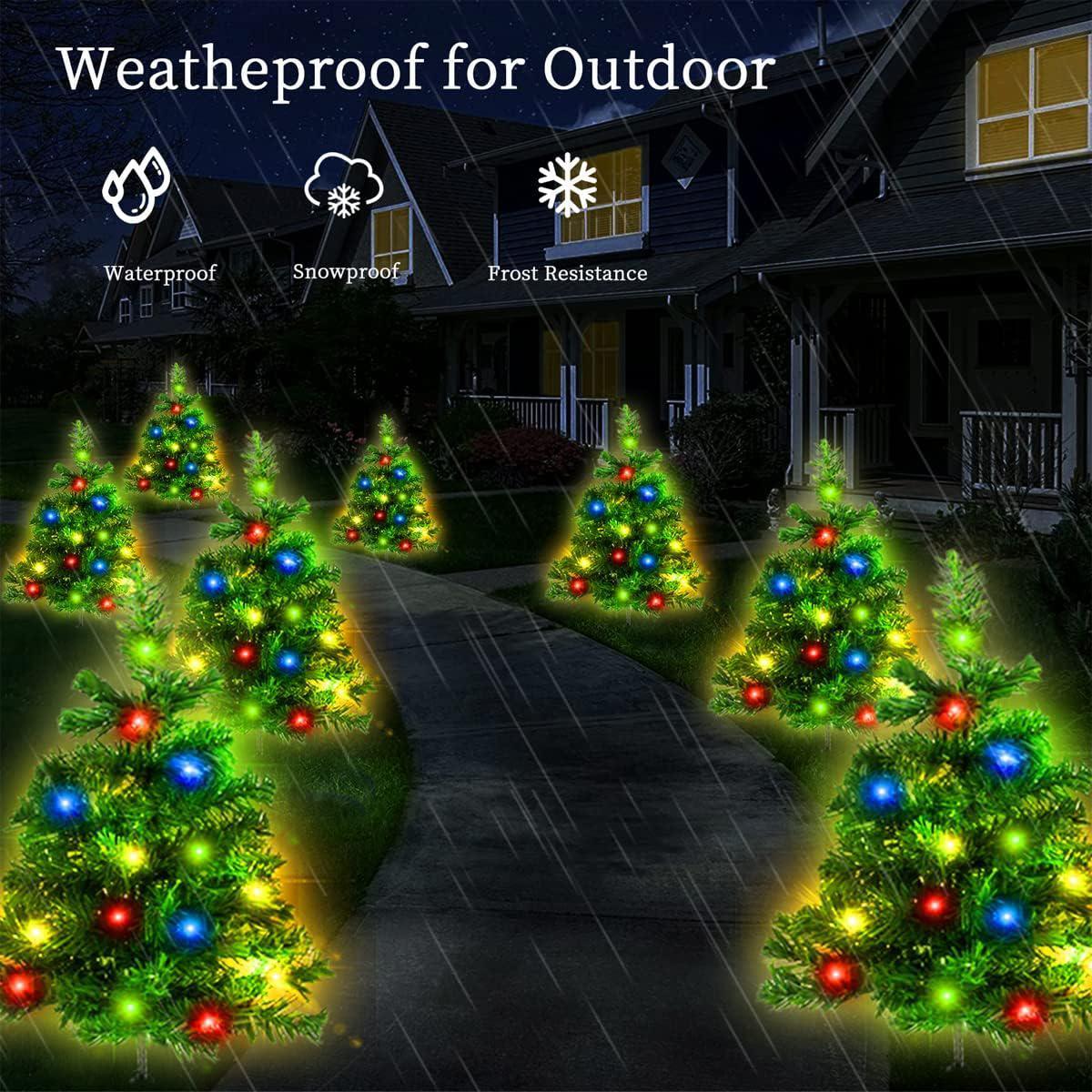 HKM-210195 Solar Powered Multicolor LED Christmas Tree Pathway Lights - 2/4/6 Pack Options