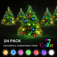 HKM-210195 Solar Powered Multicolor LED Christmas Tree Pathway Lights - 2/4/6 Pack Options