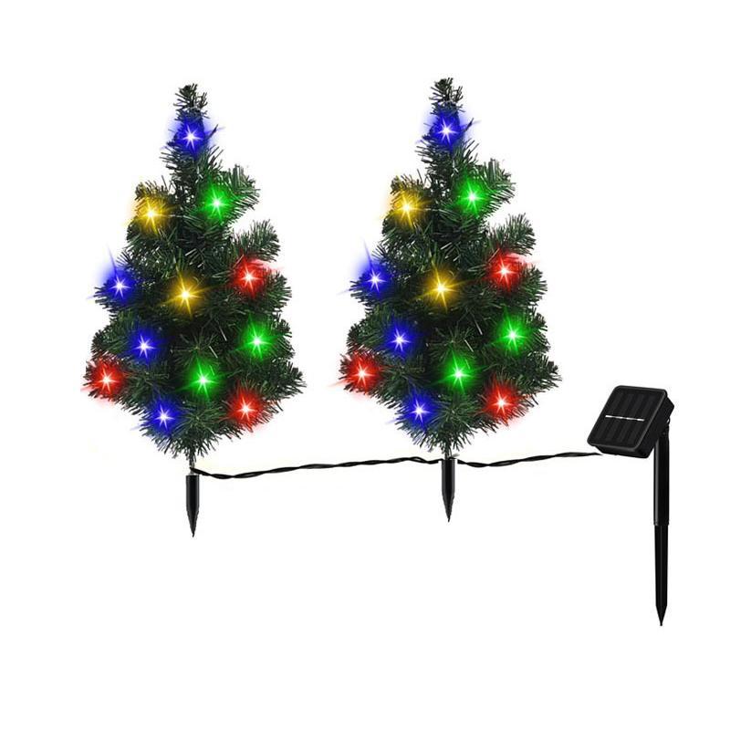HKM-210195 Solar Powered Multicolor LED Christmas Tree Pathway Lights - 2/4/6 Pack Options