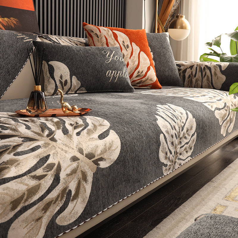 HKM-210387 Chenille Sofa Cover in Tropical Rainforest Colors, Various Sizes