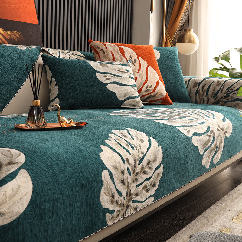 HKM-210387 Chenille Sofa Cover in Tropical Rainforest Colors, Various Sizes