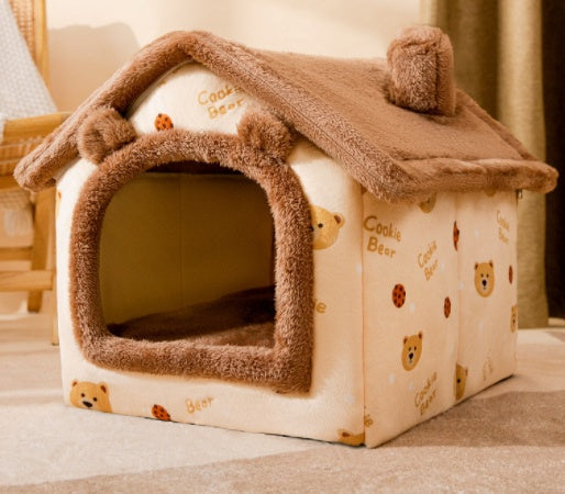 HKM-210451 Foldable Dog House Pet Cat Bed Winter Dog Villa Sleep Kennel Removable Nest Warm Enclosed Cave Sofa Pets Supplies