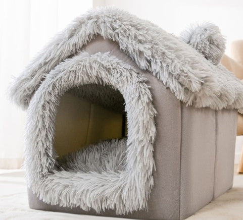 HKM-210451 Foldable Dog House Pet Cat Bed Winter Dog Villa Sleep Kennel Removable Nest Warm Enclosed Cave Sofa Pets Supplies