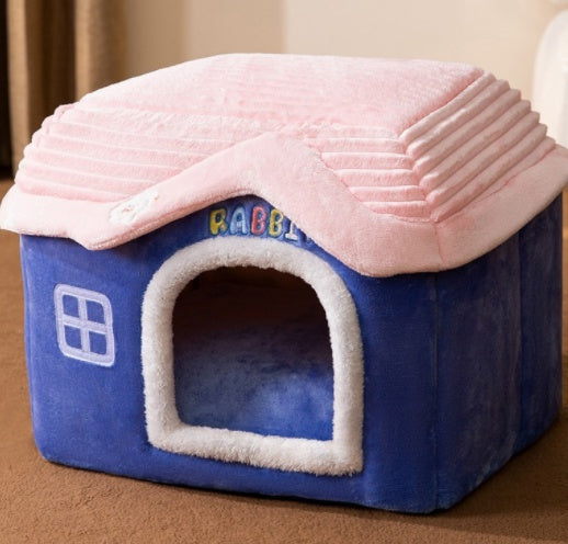 HKM-210451 Foldable Dog House Pet Cat Bed Winter Dog Villa Sleep Kennel Removable Nest Warm Enclosed Cave Sofa Pets Supplies