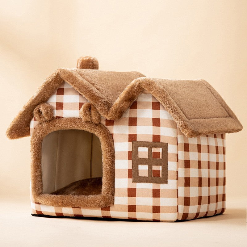 HKM-210451 Foldable Dog House Pet Cat Bed Winter Dog Villa Sleep Kennel Removable Nest Warm Enclosed Cave Sofa Pets Supplies